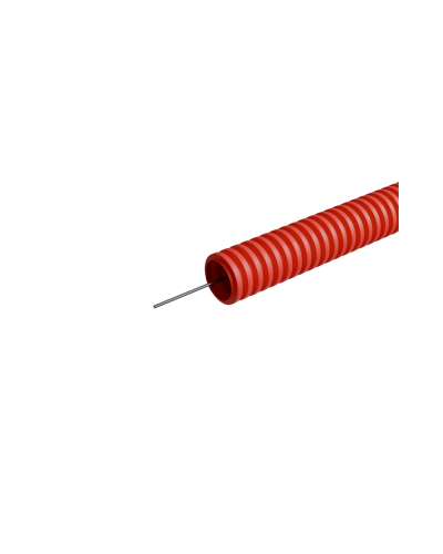 Труба гофрированная ПНД лёгкая d32 мм с зондом трудногорючая безгалогенная (HFFRLS), (уп. 50 м) КМ-профиль (KM-FRTG-32) в Октябрьском Труба гофрированная Pintop.ru