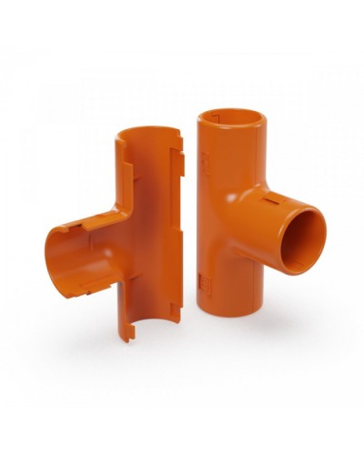 Тройник разборный оранжевый d20 мм (50шт/600шт уп/кор) Промрукав (PR13.1158) в Октябрьском Повороты, муфты, тройники Pintop.ru