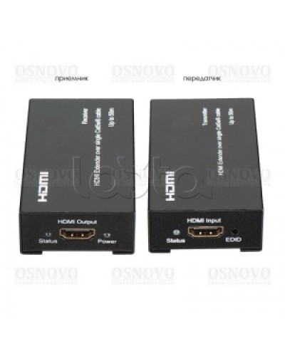 Комплект для передачи HDMI по одному кабелю витой пары CAT5e/6 до 50м OSNOVO TA-Hi/1+RA-Hi/1 в Октябрьском Видеоусилители, Модуляторы, Делители Pintop.ru