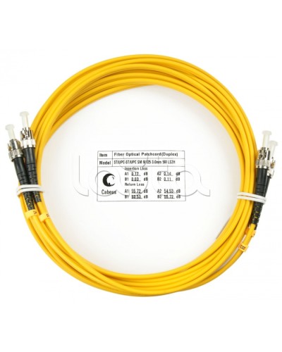 Шнур оптический duplex ST-ST 9/125 sm 7м LSZH Cabeus FOP(d)-9-ST-ST-7m в Октябрьском Патч-корды оптические Pintop.ru