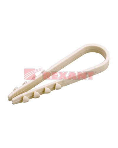 Дюбель-хомут 19-25, белый (100шт/уп) REXANT 07-4503 в Октябрьском Стяжки-хомуты Pintop.ru