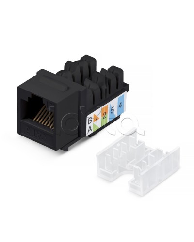 Вставка Keystone Jack RJ-45, категория 5e, заделка тип 110, черная, со стяжкой Cabeus KJ-RJ45-Cat.5e-90-SW-BK в Октябрьском Модули Keystone Pintop.ru