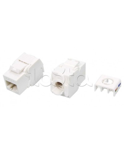 Вставка Keystone Jack RJ-45(8P8C) Hyperline KJ8-8P8C-C6-180-TLS-WH в Октябрьском Модули Keystone Pintop.ru