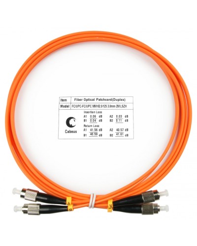 Шнур оптический duplex FC-FC 62,5/125 mm 1,5м LSZH Cabeus FOP-62-FC-FC-1,5m в Октябрьском Патч-корды оптические Pintop.ru