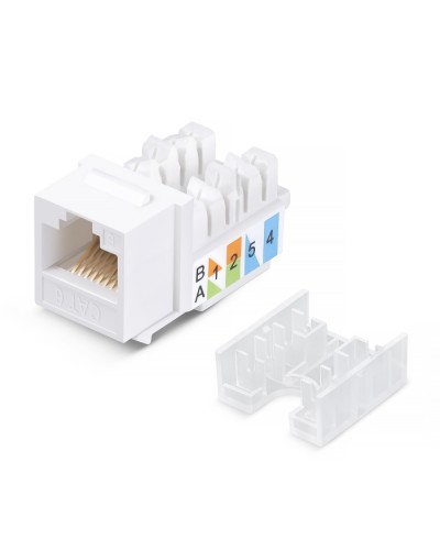 Вставка Keystone Jack RJ-45, категория 6, заделка тип 110, белая, со стяжкой Cabeus KJ-RJ45-Cat.6-90-SW в Октябрьском Модули Keystone Pintop.ru