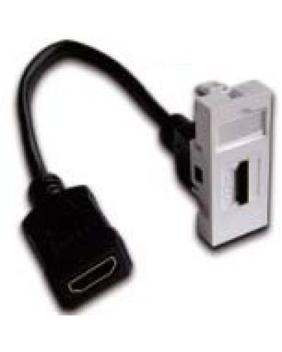 Вставка Mosaic 22.5x45 с адаптером HDMI с удлинителем, мама-мама, белая LANMASTER LAN-SIP-22HDMI-WH в Октябрьском Коммутационные изделия Pintop.ru