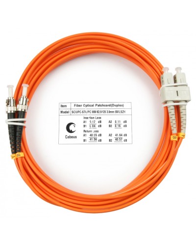 Шнур оптический duplex SC-ST 62,5/125 mm 5м LSZH Cabeus FOP-62-SC-ST-5m в Октябрьском Патч-корды оптические Pintop.ru