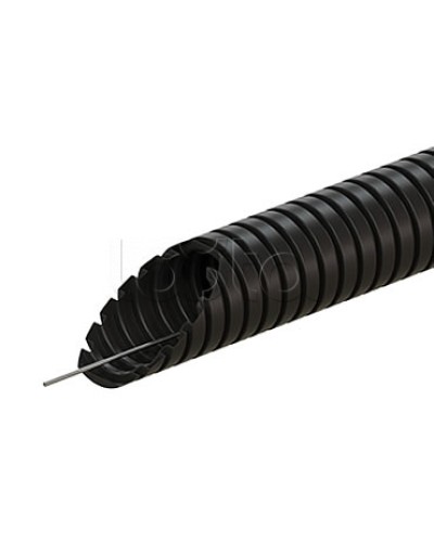 Труба ПВХ гофрир. легкая, с зондом диам 32мм (1шт = 25м), цвет чёрный Экопласт (10132-25BL) в Октябрьском Труба гофрированная Pintop.ru