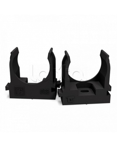 Крепеж-клипса для труб атмосферостойкая для монтажного пистолета черная в п/э d25 мм (100шт/700шт уп/кор) Промрукав (PR13.0407) в Октябрьском Держатели, клипсы, скобы Pintop.ru