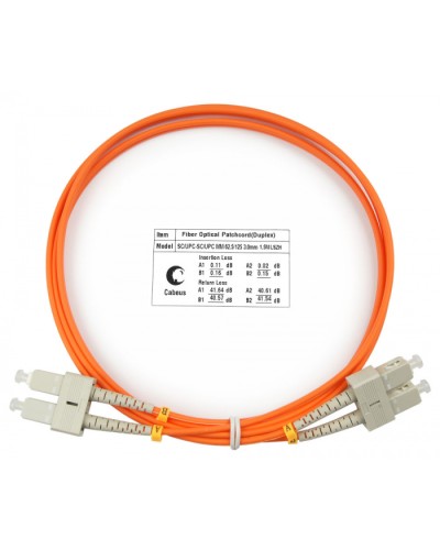 Шнур оптический duplex SC-SC 62,5/125 mm 1,5м LSZH Cabeus FOP-62-SC-SC-1,5m в Октябрьском Патч-корды оптические Pintop.ru