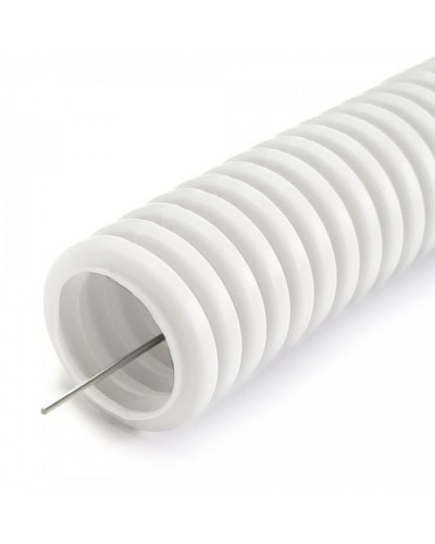 Труба гофр ПЛЛ тяжелая безгалогенная (HF) негорючая (НГ) белая с/з d20 мм (50м/уп) Промрукав (PR02.0398) в Октябрьском Труба гофрированная Pintop.ru