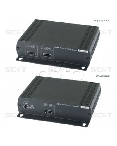Удлинитель HDMI KVM (комплект приёмник + передатчик) по Ethernet до 120м (CAT5e) SC&T HKM01E в Октябрьском Видеоусилители, Модуляторы, Делители Pintop.ru