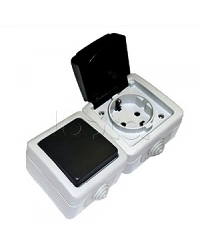 Экопласт EF602G Розетка двойная с з/к. 16A (сер.) в Октябрьском Розетки компьютерные и телефонные Pintop.ru