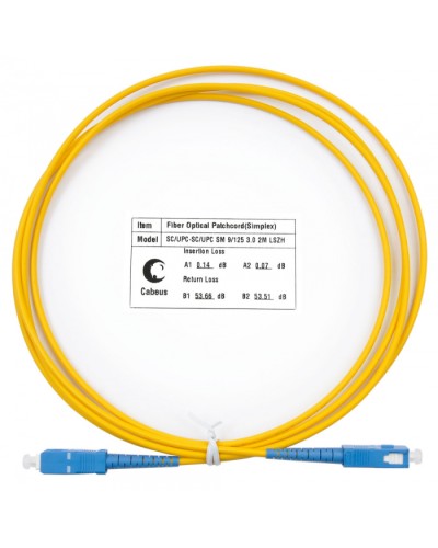 Шнур оптический simplex SC-SC 9/125 SM 2 м LSZH Cabeus FOP(s)-9-SC-SC-2M в Октябрьском Патч-корды оптические Pintop.ru