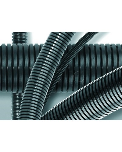 Труба ПА 6 гофр. DN48мм, ПВ-0, Dвн 47,4 мм, Dнар 54,5 мм, цвет тёмно-серый, без протяжки DKC PA604855F0 в Октябрьском Гладкая труба Pintop.ru