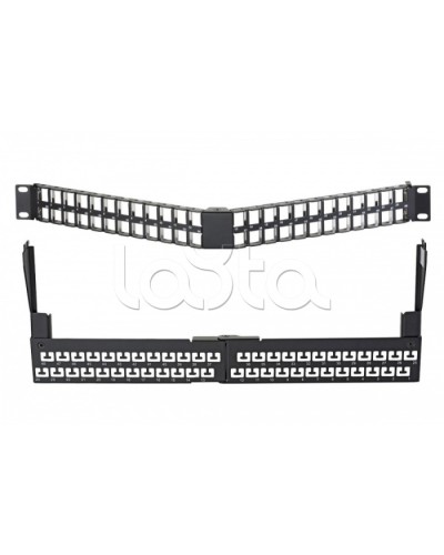 Коммутационная угловая панель 19” наборная, FTP, 1U, 48 портов, черный Eurolan (27A-00-48-01BL) в Октябрьском Патч панель Pintop.ru