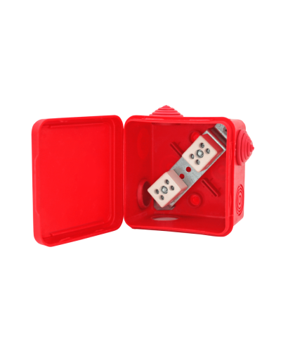 Коробка распределительная огнестойкая КРОПС-П1, IP54, габаритные размеры 100х100х50 мм, для кабелей сечением до 4 мм2, 2 клеммы КМ-Профиль (FRJB-KM-P1-4-02-КРОПС-IP54) в Октябрьском Распределительные коробки Pintop.ru