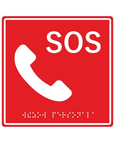 Табличка тактильная с пиктограммой SOS с трубкой Hostcall MP-010R2 в Октябрьском Система оповещения и трансляции Hostcall Pintop.ru