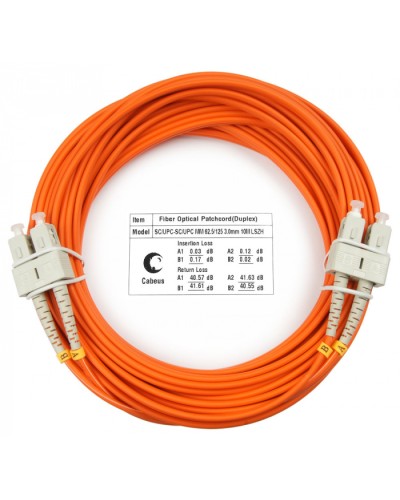 Шнур оптический duplex SC-SC 62,5/125 mm 10м LSZH Cabeus FOP-62-SC-SC-10m в Октябрьском Патч-корды оптические Pintop.ru