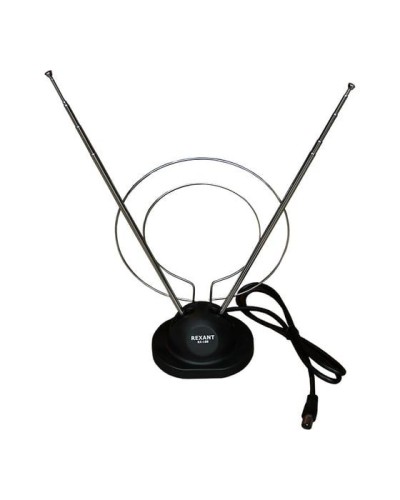 Антенна комнатная телескопическая на подставке «Усы+кольцо», RX-100 REXANT 34-0100 в Октябрьском Системы видеонаблюдения Pintop.ru